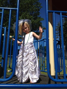 or a wedding dress to the playground.