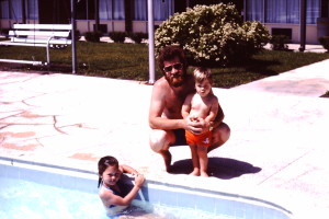 With my Dad and Morgan at a hotel pool back in the day